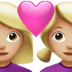 👩🏼‍❤️‍👩🏼 couple with heart: woman, woman, medium-light skin tone display on Apple